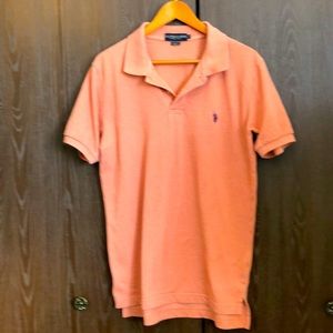 U.S.POLO ASSN SIZE M POLO SHIRT GOLF SHORT SLEEVE CORAL ORANGE MEN’S SHIRT #036